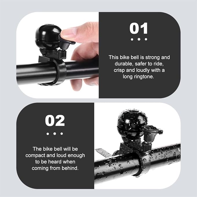 DOITOOL Vintage Bike Bell and Scooters, Loud Bicycle Ringing Bell Black Metal Shell, Compatible Road and Mountain Bikes, One-piece Handlebar Horn for Cycling Accessories