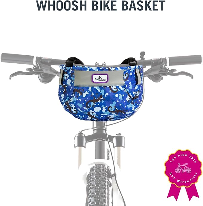 Po Campo Kids Bicycle Basket – Whoosh Bike Basket – Front Frame Handlebar Bag – Waterproof Fabric Bike Basket for Boys, Girls, Toddlers Bike or Scooter