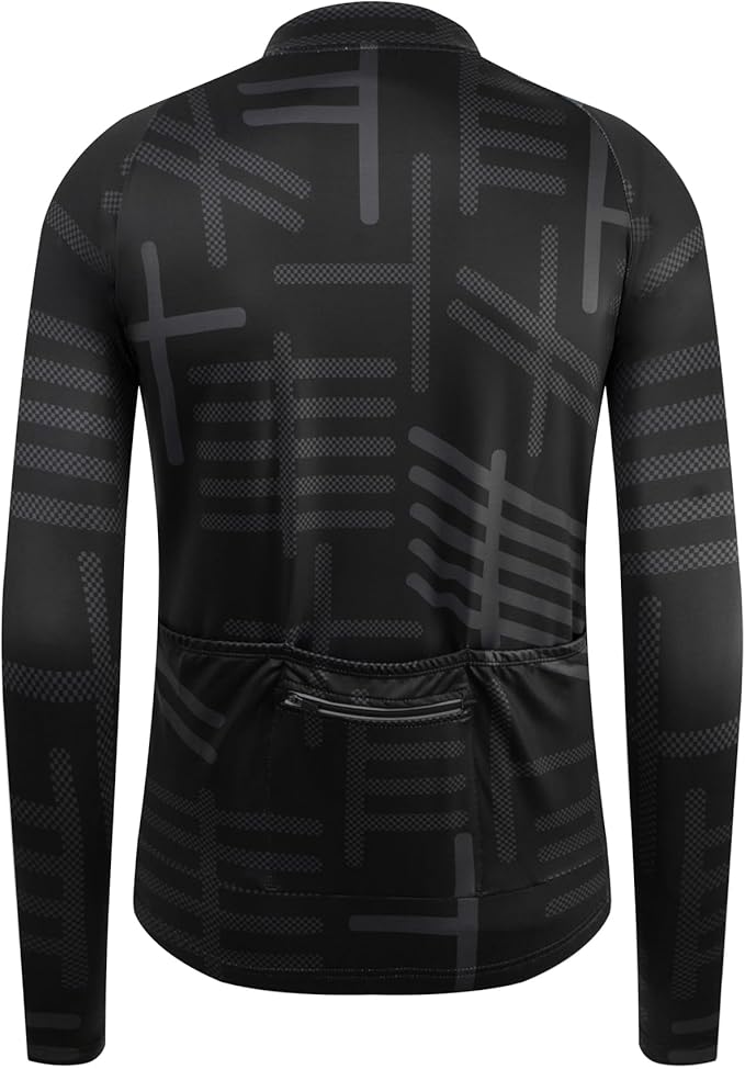 GCRFL Men's Cycling Jersey Long Sleeve Biking Shirt with 3+1 Zipper Pocket Breathable Quick Dry Bicycle Jersey