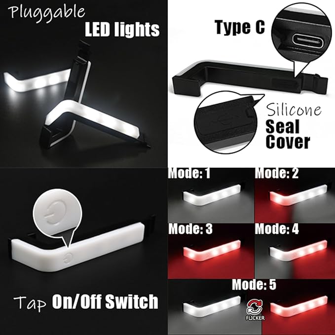 LED Bike Pedals in 5 Modes Lights, USB Rechargeable, Waterproof, CNC Aluminium Red Platform Bicycle Pedals w 9/16in Cr-Mo Spindle 3 Bearings for Adult Youth Commuter Road Bike Pedals Replacement