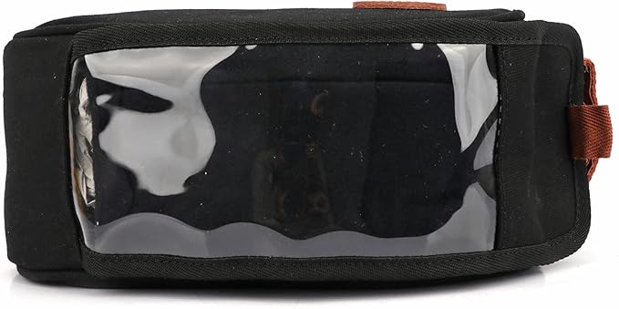 TOURBON Water-resistant Bike Bag Cell Phone Holder Bicycle Handlebar Pouch Cycling Top Tube Frame Case with Transparent Window - Black