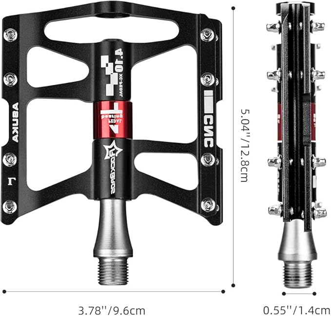 ROCKBROS 4 Bearings Mountain Bike Pedals MTB Padals Platform Flat Bike Pedals Aluminum Alloy 9/16"