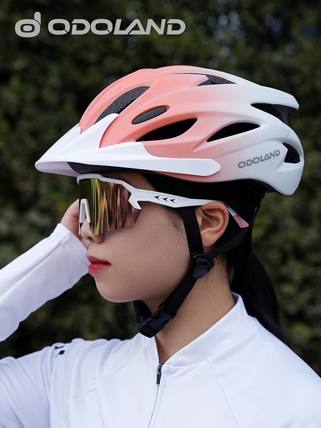 Odoland Adult Bike Helmet and Cycling Sunglasses Set for Men & Women, Safety Certified Bicycle Helmet with UV Protection Glasses for Mountain, Skating, Road, City Commuting & Outdoor Riding