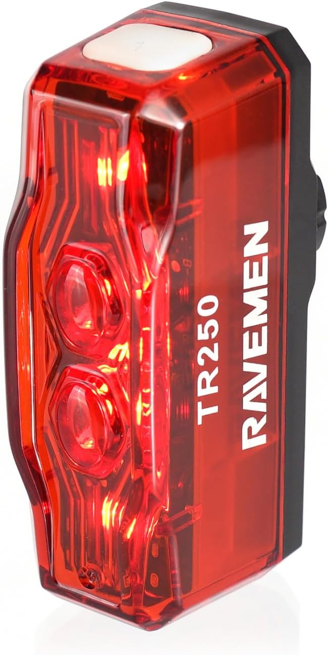 RAVEMEN TR150/TR250 Bike Tail Light, 280° Visible Bike Rear Light with Brake Detection and Auto On Off Feature, 3 Mounting Options