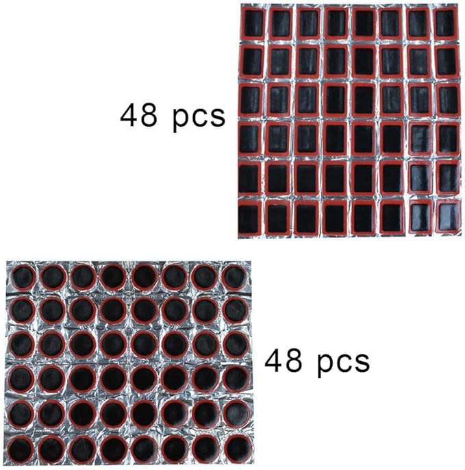 Shuxy 96pcs Bike Tire Repair Kit Bicycle Tire Patch Hardened Levers Not Self-Adhesive Rubber Patch Outdoor Cycling Bicycle Tire Lever Rasp Tool for All Inflatable Inner Tubes in Road Emergency