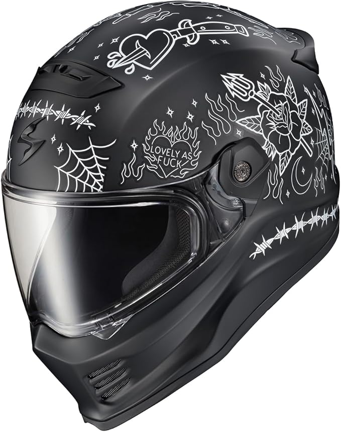 ScorpionEXO Covert FX Full Face Adult Motorcycle Helmet Street Fighter Style - Bluetooth Ready Speaker Pockets DOT ECE The Litas 2 (Black - Small)