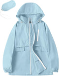 Avoogue Rain Jacket Women with Hooded Lightweight Waterproof Raincoats Packable Zipper Pockets Windbreakers