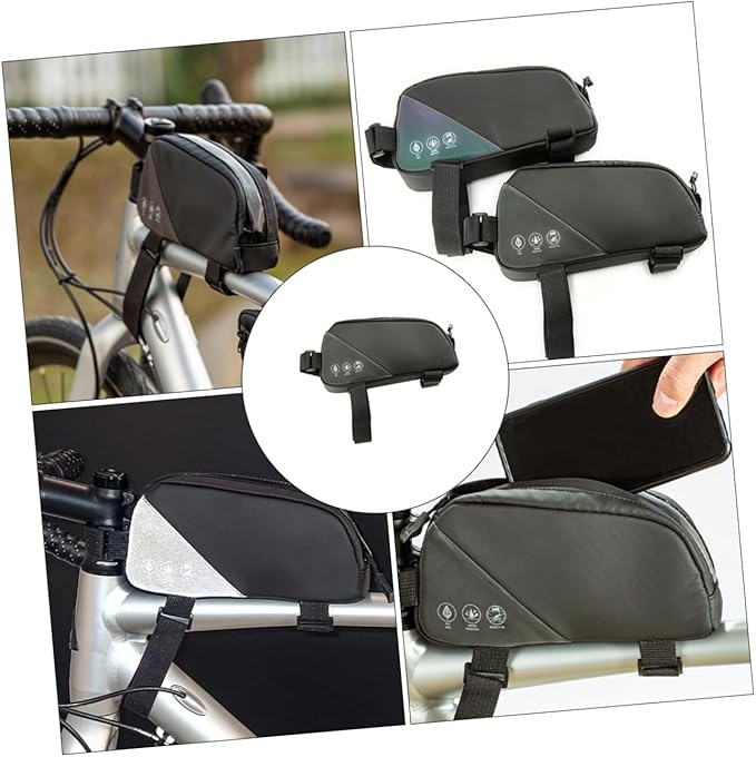 Milisten Waterproof Bike Frame Bag Reflective Cycling Top Tube Storage Pouch for Mountain and Road Bicycles Sturdy Bicycle Accessories for Easy Access to Phones and Essentials