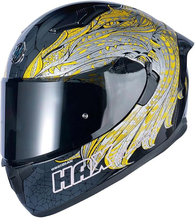 HAX Obsidian Full Face Dual Visor Adult Motorcycle Helmet for Motorbike Street Bike with Pinlock Ready DOT Approved Slayer Gold XXL