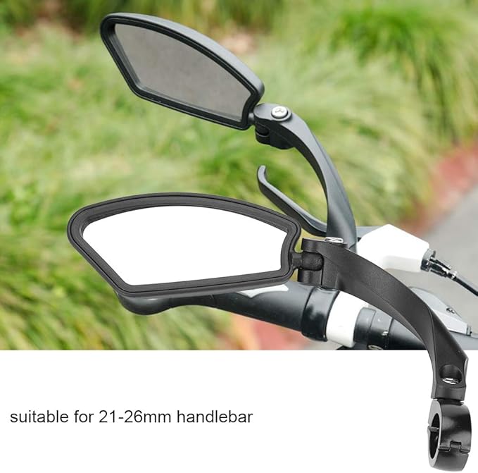 Rear Mirror with Clip Mount Screw Mirror Right Left Handlebar Rear Back View 180 Rotation Mirror for Mountain Road Bikes(HF-MR080L)
