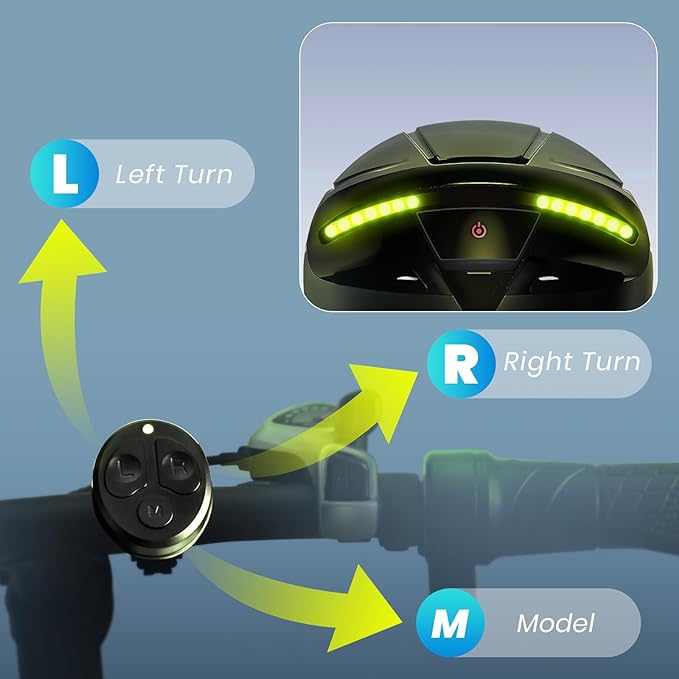 Favoto Smart Bike Helmet with Light – Dual Shell CPSC Certified Ebike Helmet with Turn Signals for Road Cycling City Commuting