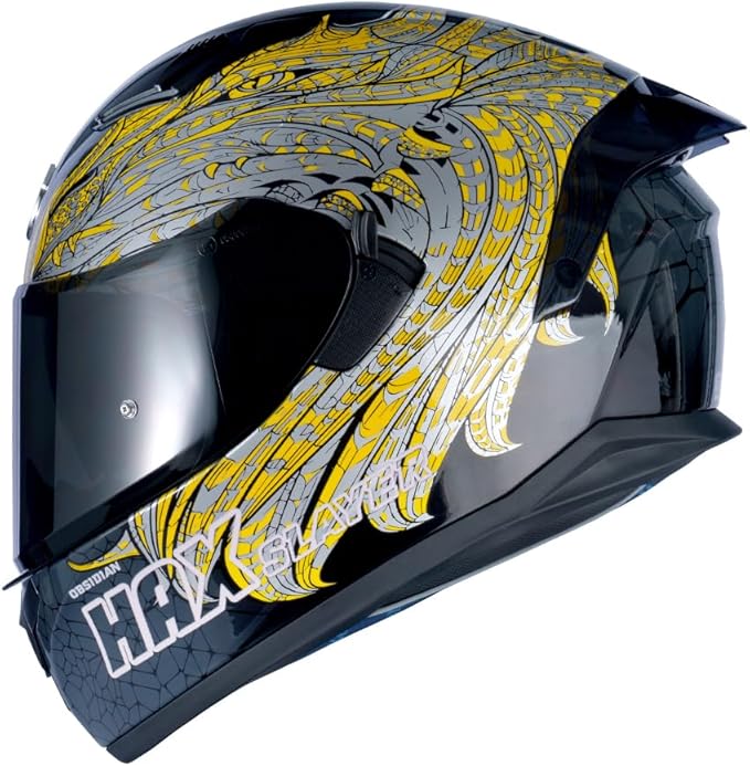 HAX Obsidian Full Face Dual Visor Adult Motorcycle Helmet for Motorbike Street Bike with Pinlock Ready DOT Approved Slayer Gold S