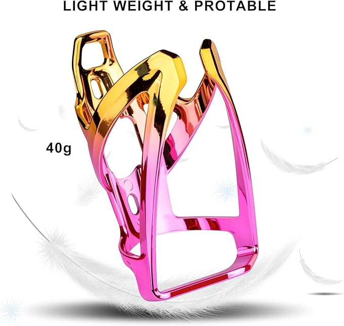 Bike Water Bottle Holder with Screws Lightweight Cycling Bicycle Water Bottle Holder for Road, Mountain Bike (Dazzle Yellow Pink)
