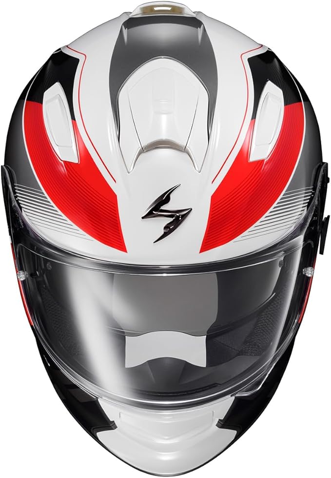ScorpionEXO Ryzer Full Face Motorcycle Helmet with Pinlock Ready Shield with Integrated Speaker Pockets DOT ECE Approved Edge (Red - Large)