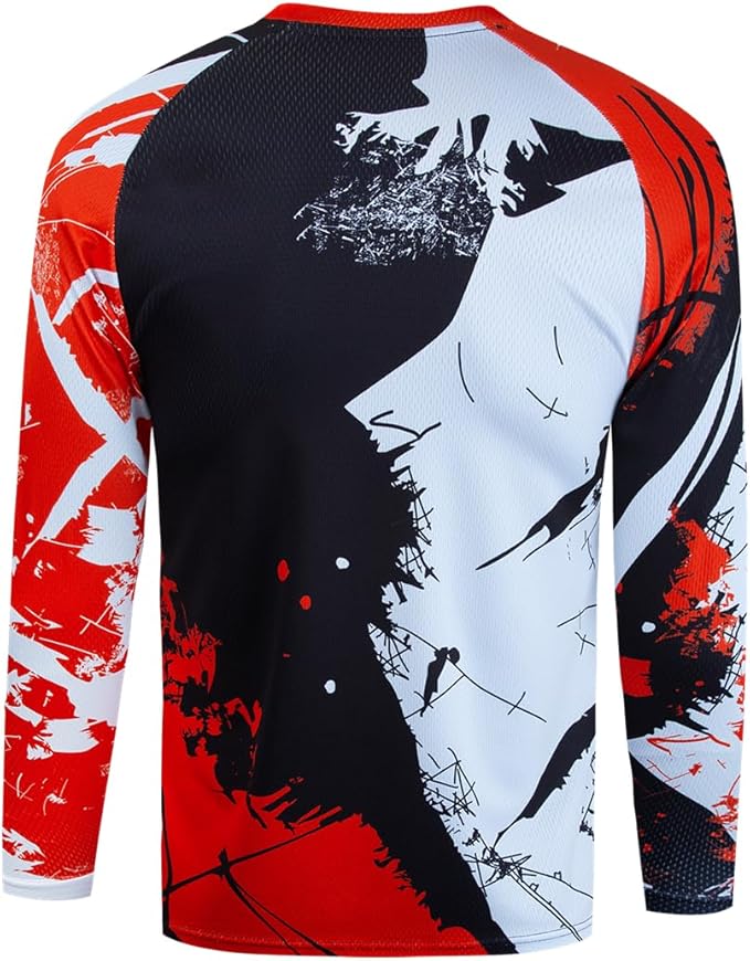 Men's Mountain Bike Jersey Long Sleeve MTB Off-Road Motocross Jersey Quick Dry Downhill&Motocross Shirts