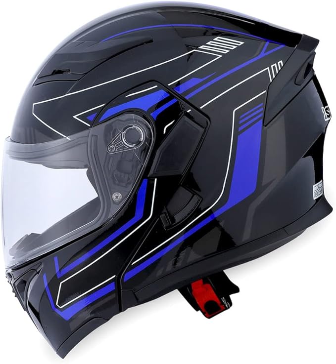 1Storm Motorcycle Modular Full Face Helmet Flip up Dual Visor Sun Shield: HB89 Arrow Blue