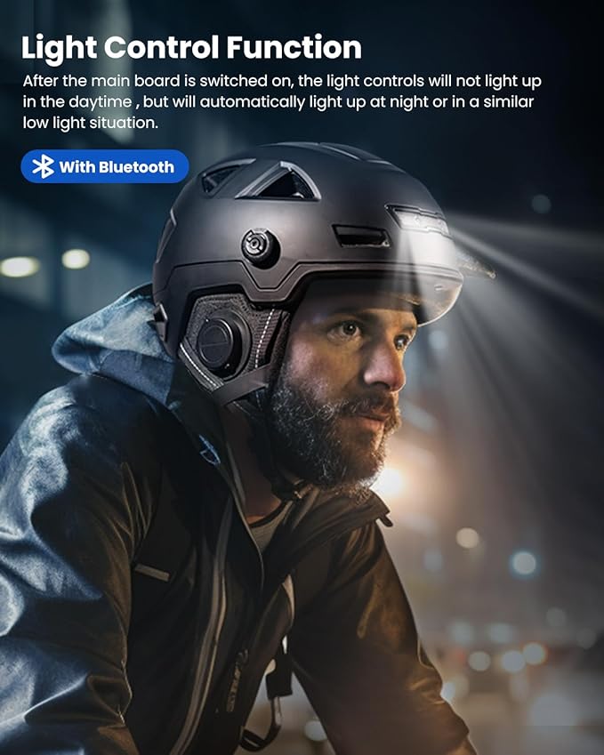 ILM Smart Adult Bike Helmet with Automatic G-Sensor Turn Signal & Brake Warning LED Light Control Road Cycling Helmet E3-12LS