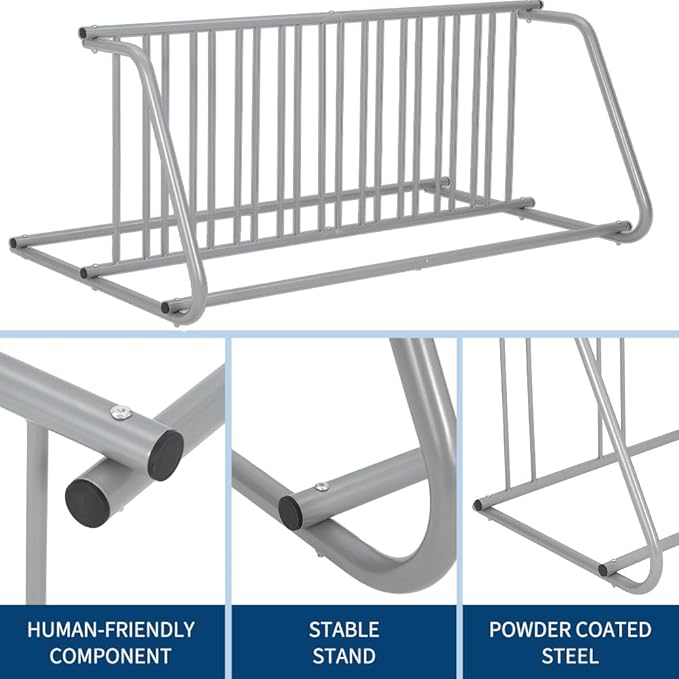 Floor Bike Rack, Double-Side 10-Bike Rack 60" L,Grid Bikes Racks In Ground, Freestanding Bicycle Floor Parking Stand, Stand Bike Racks for Garages Streets Yards Bike Events
