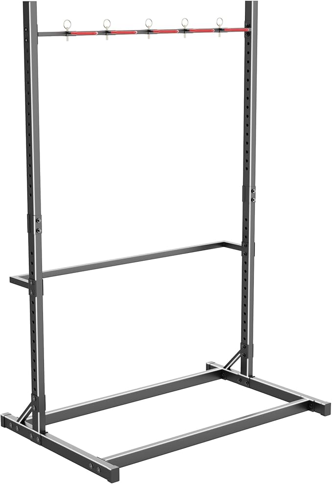 GIOTORENT Freestanding Bike Rack, Vertical Bike Stand for Garage Storage, Heavy Duty 5-Bike Floor Rack with Adjustable Height & Hooks, Space Saving Bike Organizer for Garage, Stable Bike Storage Rack