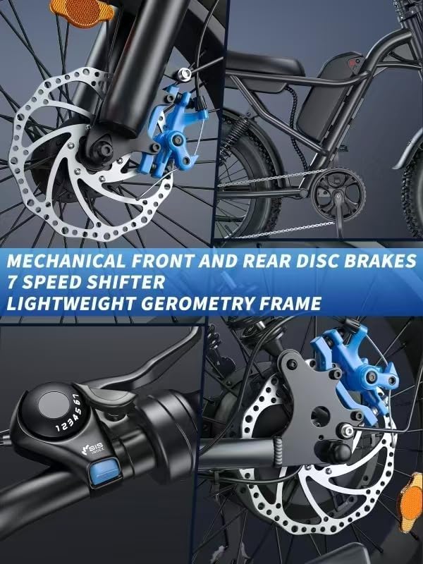 1000W Peak Motor Electric Bike for Adults, 20MPH & 65-Mile Range, 48V 15.6Ah Removable Battery Electric Dirt Bike, with 3 Riding Modes, Dual Suspension Ebike, 20" Fat Tire E-Bike for All-Terrain