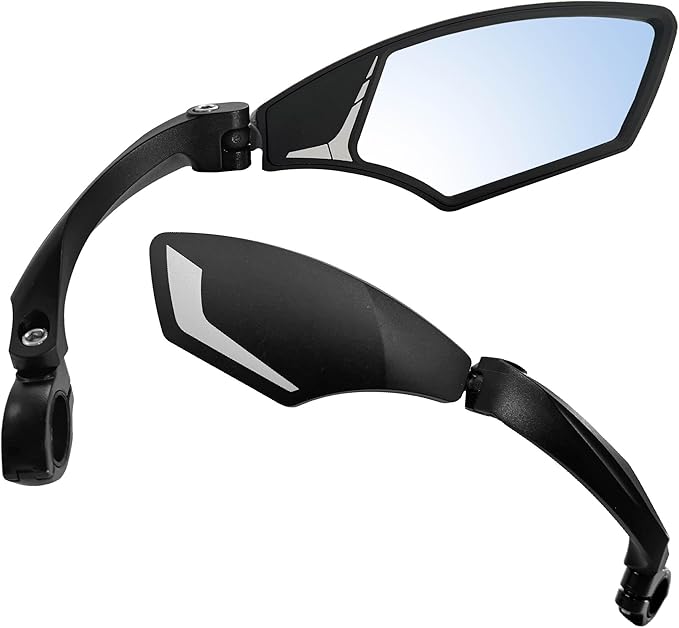 Hafny New Handlebar Bike Mirror, HD Blast-Resistant, Safe Crystal Clear Glass Mirror, Adjustable Rotatable Bike Mirror, Rearview Mirror,HF-MR095