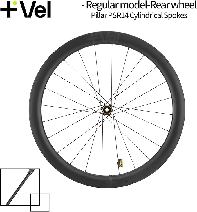 MEROCA VEL Road Bike Carbon Wheelset 700C Clincher Wheelset 50/60mm Deep Disc Brake Clincher/Tubeless Ready, 36T Ratchet Hub, Pillar Spokes