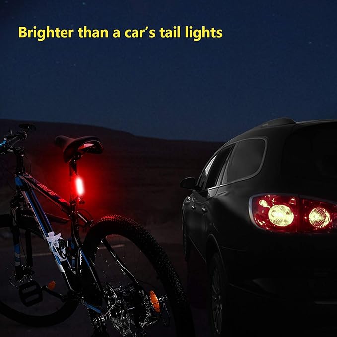 Bike Tail Light (2 Packs), USB Rechargeable LED Bicycle Rear Light, Ultra Bright Waterproof Bike Light for Cycling Safety, Red/Green/Blue 7 Light Modes Fits on Any Road or Mountain Bike