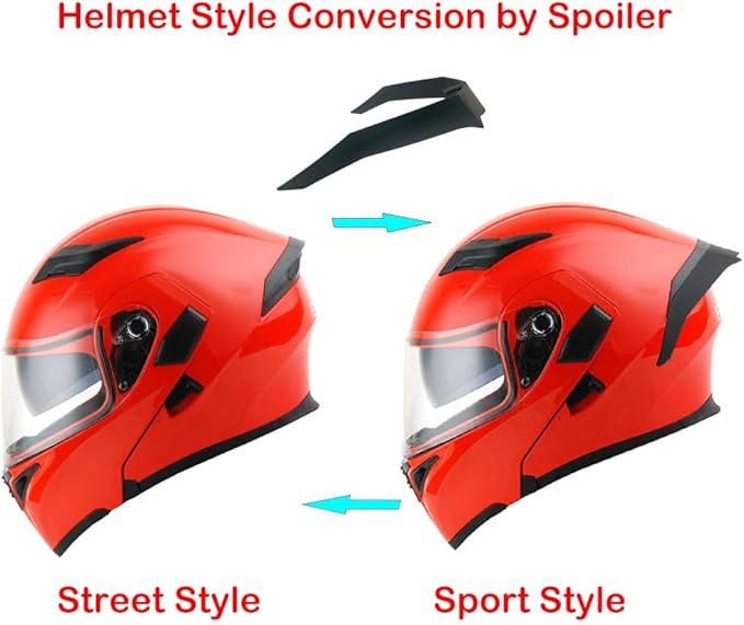 1Storm Motorcycle Modular Full Face Helmet Flip up Dual Visor Sun Shield: HB89 Glossy Red