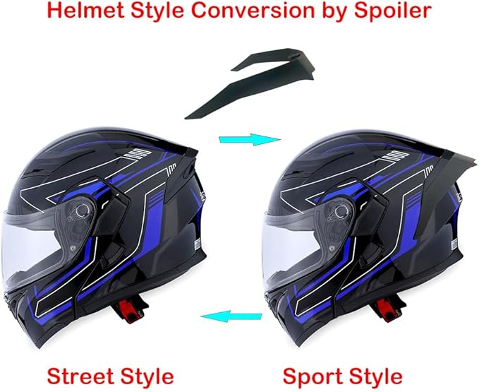 1Storm Motorcycle Modular Full Face Helmet Flip up Dual Visor Sun Shield: HB89 Arrow Blue