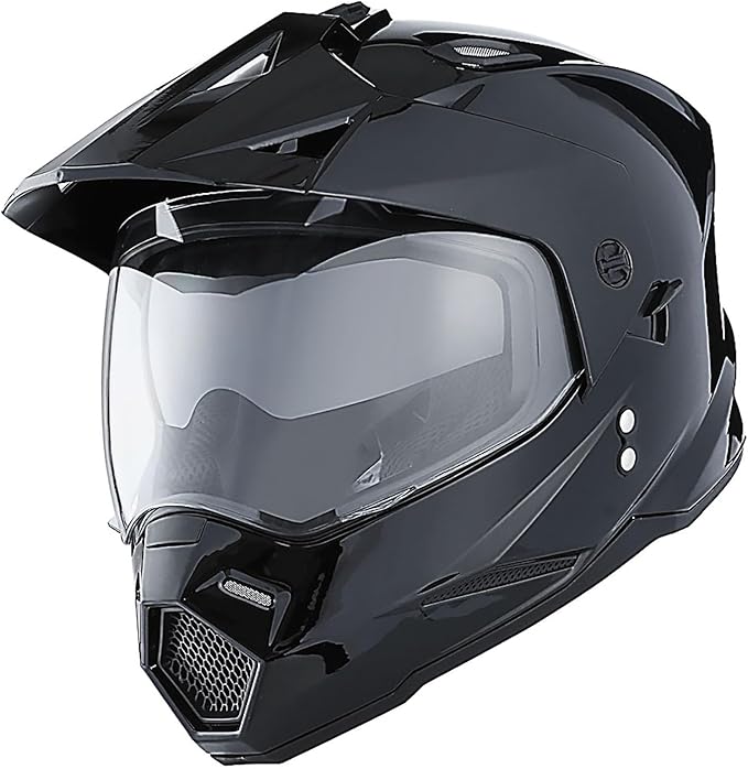 1Storm Youth Kids Dual Sport Dual Visor Motorcycle Motocross Off Road Full Face Helmet Matt Black