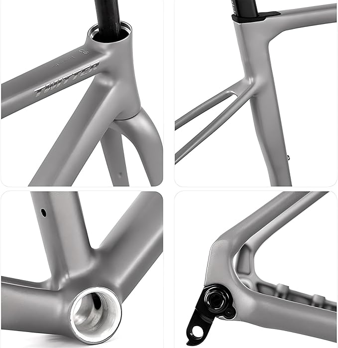 700C Road Bike Frameset 41cm 45cm 48cm 51cm 54cm Aluminum Alloy Disc Brake Frame with Carbon Fibre Fork Thru Axle F12x100mm R12x142mm Internal Routing BSA BB68mm