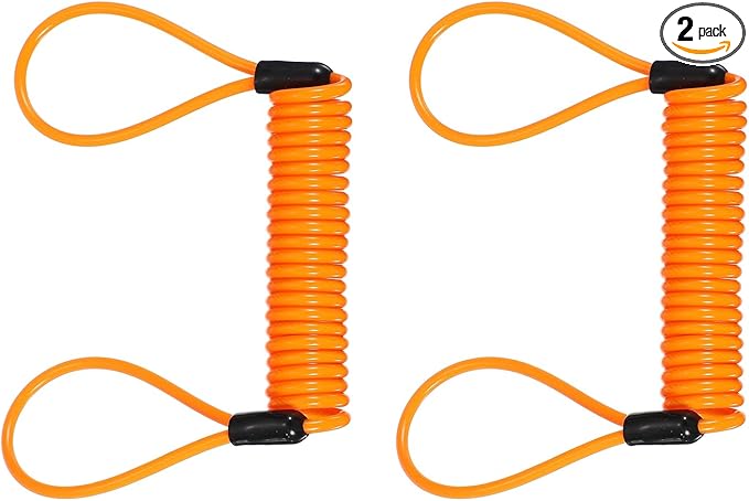 2-Pack Disc Lock Security Steel Cable, 59inch/1500mm PVC Coated Spring Reminder Wire Anti-Theft Rope for Outdoors Protection/Bicycle U-Lock, Motorcycle Reminder Cable [Orange]