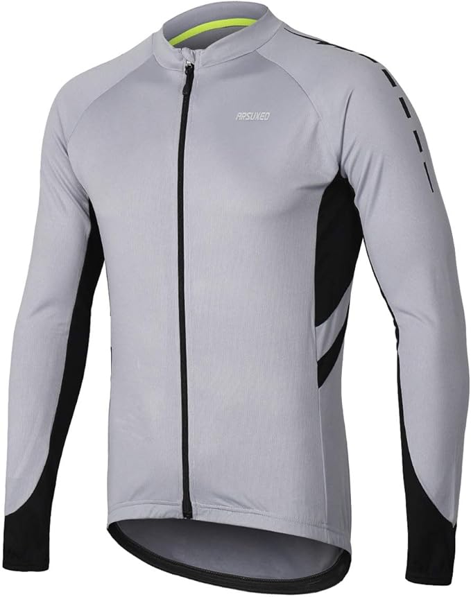 ARSUXEO Men's Full Zipper Long Sleeves Cycling Jersey Bicycle BikingBike Shirt 6030