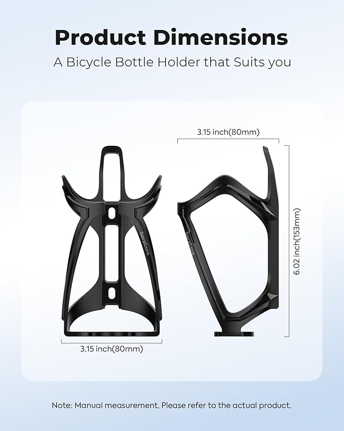 Bike Water Bottle Holder,1.2oz Lightweight Design,Sturdy Bike Cup Holder,Bicycle Bottle Cages with Screws Tool,Cycling Bike Water Bottle Cage for 2.76-3.94 inches Diameter Bottles,Black