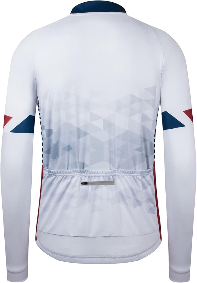 GCRFL Men's Cycling Jersey Long Sleeve Biking Shirt with 3+1 Zipper Pocket Breathable Quick Dry Bicycle Jersey