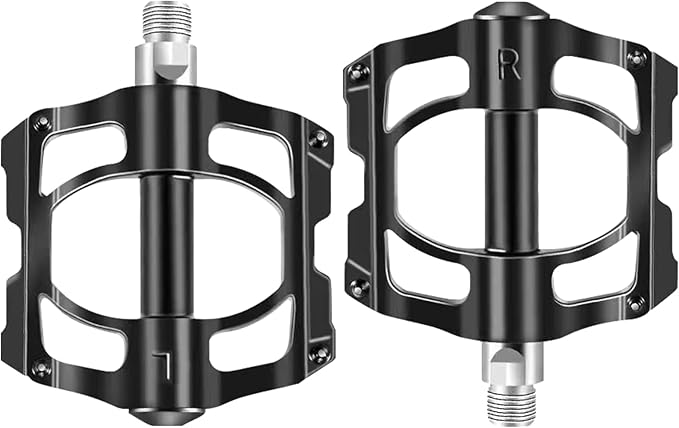 Mountain Bike Pedals MTB Pedals Bicycle Flat Pedals, Universal Lightweight Aluminum Alloy Bicycle Platform Pedals with 16 Anti-Skid Nails & 4 Bearing for Road BMX MTB 9/16"