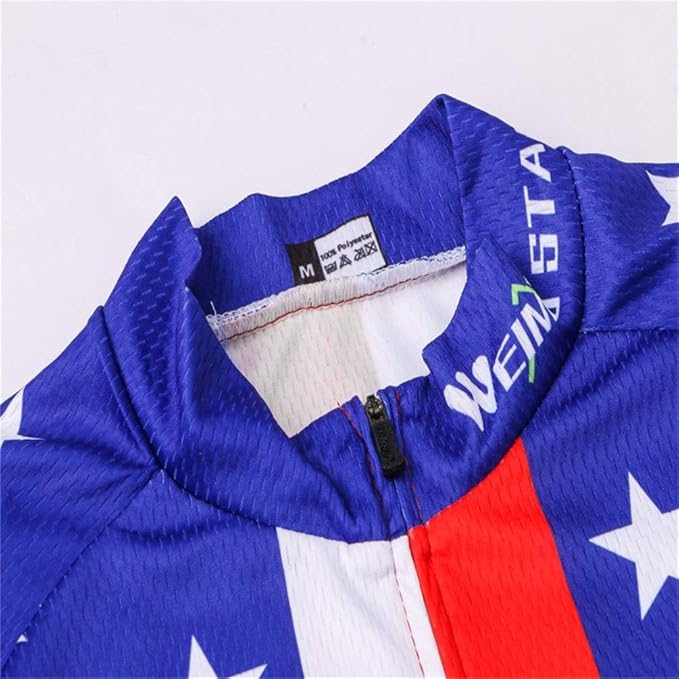 JPOJPO USA Cycling Jersey Men Short Sleeve Bike Shirts Biking Jersey Summer American Bicycle Tops with 3 Pockets Reflective