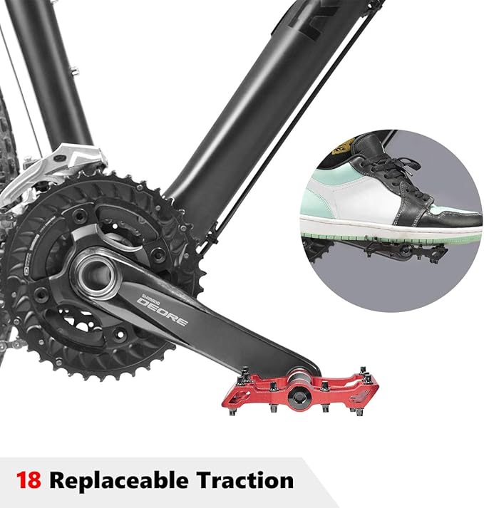 ROCKBROS Mountain Bike Pedals MTB Pedals Bicycle Flat Pedals Aluminum 9/16" Sealed Bearing Lightweight Platform for Road Mountain BMX MTB Bike