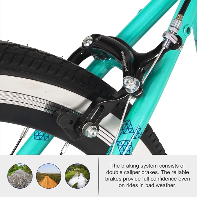 Hiland 700C Wheels Hybrid Bike for Mens and Womens, Step-Over or Step-Through Frame, Urban Commuter Bike, 7 Speeds Road Bicycle for Adult