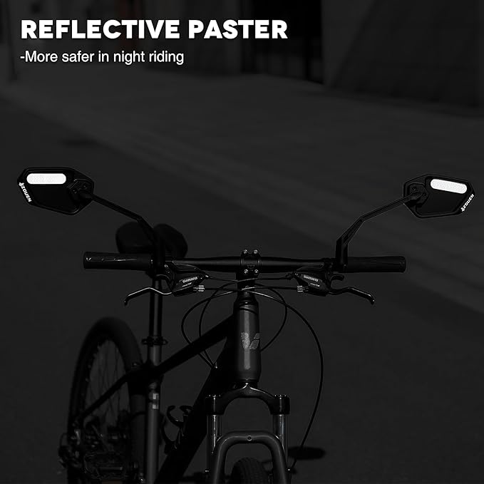 2025 Bike Mirror Handlebar Mount, Rotatable Bicycle Rear View Mirrors, Scratch Resistant Convex HD Glass, Safe Bike Rearview Mirror for MTB, E-bike, Road Bike Accessories, Fit 20-23mm