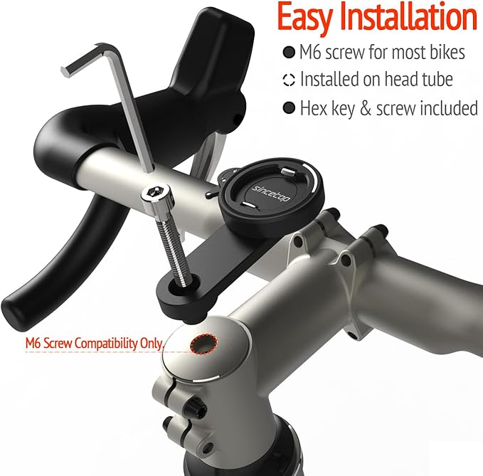 sincetop Bike Phone Mount, Mountain Bicycle Stem Phone Holder - Quick Attach/Release Aluminum Handlebar Phone Mount, MTB Road Bike Cell Phone Clamp for iPhone and 4"-7.3" Smartphones