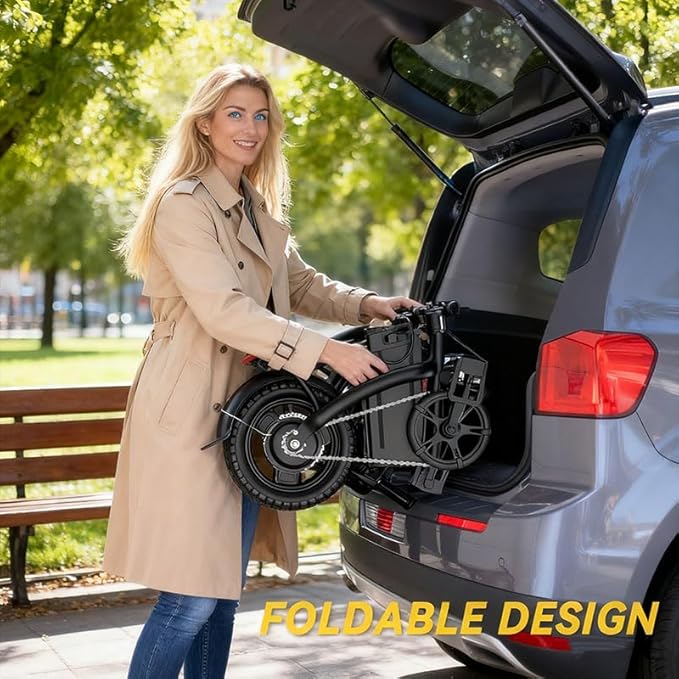 14" Commuter E-Bike for Adults, 500W Folding Electric Bike Up to 25MPh & 35-Mile Range, 48V12AH Removable Battery, Ul 2849 Certified Compact Electric Bicycle