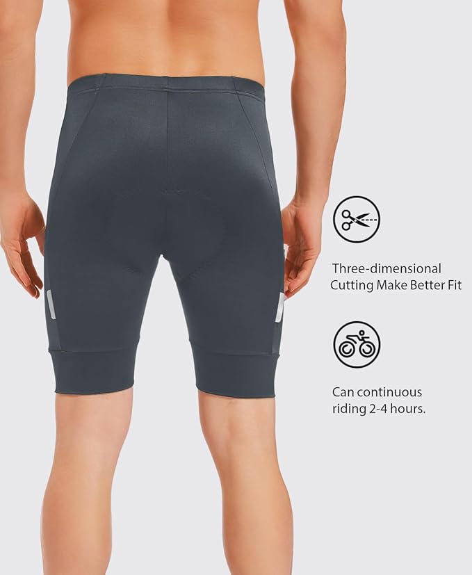 qualidyne Men's Cycling Shorts 4D Padded Bike Biking Shorts Road Riding Bicycle UPF 50+ Cycle Shorts Pockets