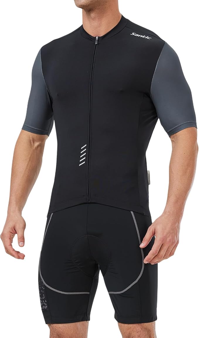 Santic Men’s Cycling Jersey Short Sleeve Bike Shirts for Men Bicycle Jacket with Pockets Breathable & Quick Dry Yorkson