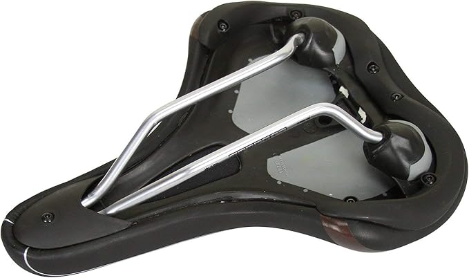 VELO VL-6263 Plush Comfortable Bicycle Seat for Beach Cruiser, Hybrid, Urban, Commuting, City and Comfort Bikes. Black PU Leather and Gel Bike Saddle for Man Women