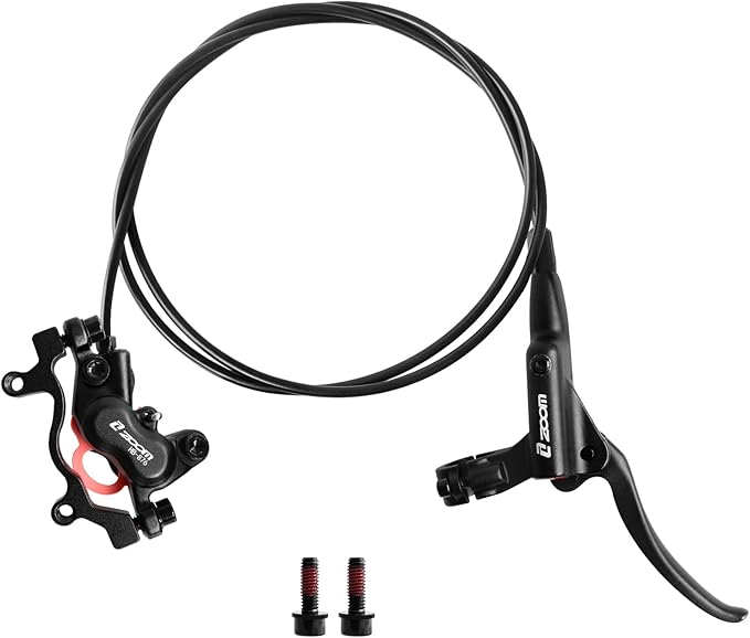 Z00M HB876 4-Pistons Hydraulic Disc Brake Set, MTB Hydraulic Brakes Right Rear 1450mm Mountain Bike Brakes Bicycle Disc Brake for eBike, Mountain Bike, Road Bike, Fat Bike(Pre-Bled)