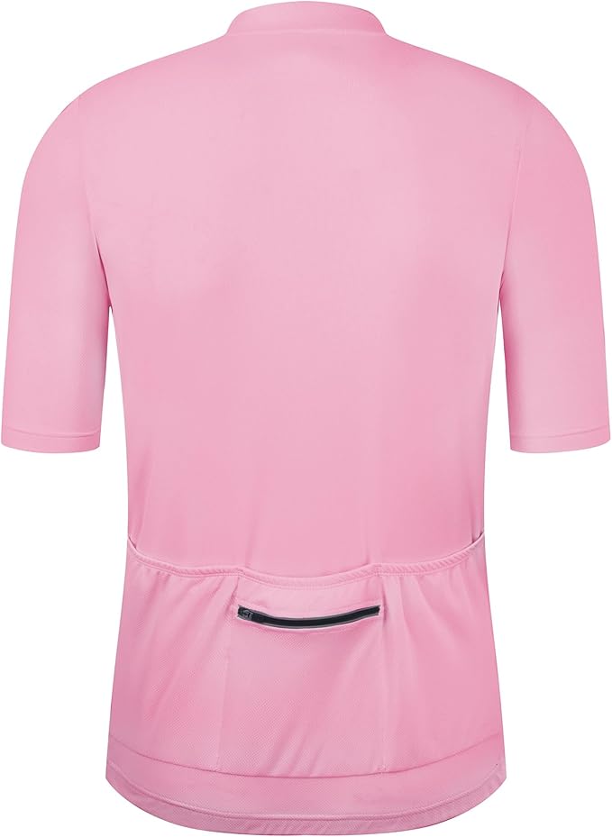 Men's Cycling Jersey Short Sleeves Bike Jersey 1/3 Zipper Solid Color Club Fit, Biking Cycling Shirt Zipper Pocket