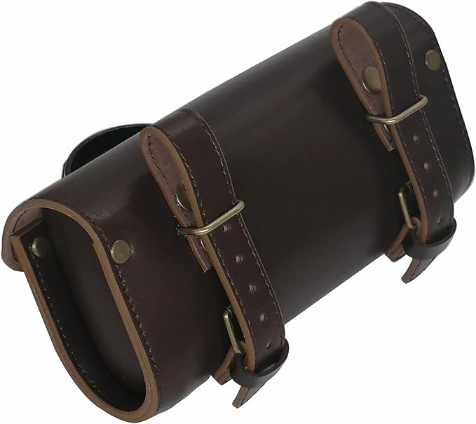 WUYAN Bike Handlebar Leather Bags Under Seat Retro Classical Mountain MTB Road Bike Leather Bag for Cell Phone， Saddle Tail Rear Pouch Seat Storage Cycling Case Carry Accessories