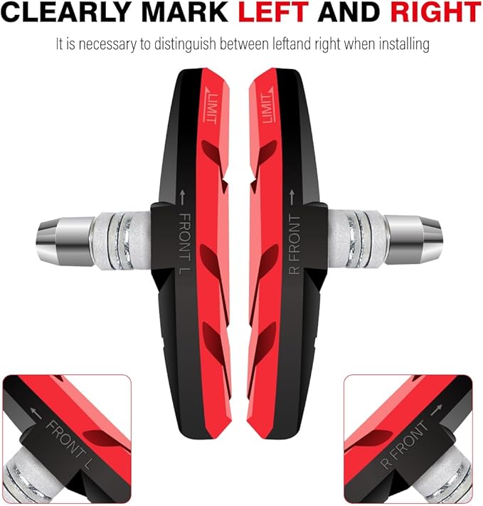 CNC 2 Pairs Bicycle V-Brake Pads, Bike 70mm V Brake Blocks Set, Cantilever Brake Pads Shoes for Mountain/Road/Kids/MTB/Children's/Cycle Bike Rim.
