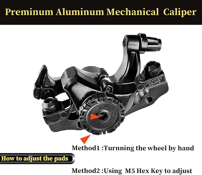 RUJOI Bike Disc Brake Caliper, Aluminum Mechanical Front and Rear Caliper for Road Bike, Mountain Bike